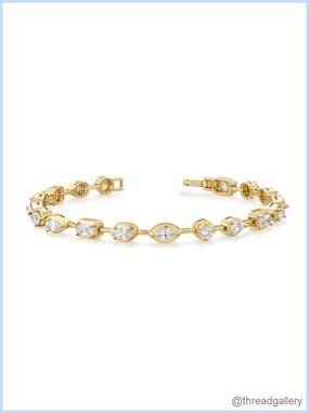 14K Gold Plated Bezel Set CZ Tennis Bracelet